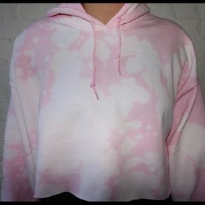 LIGHT PINK bleached crop hoodie